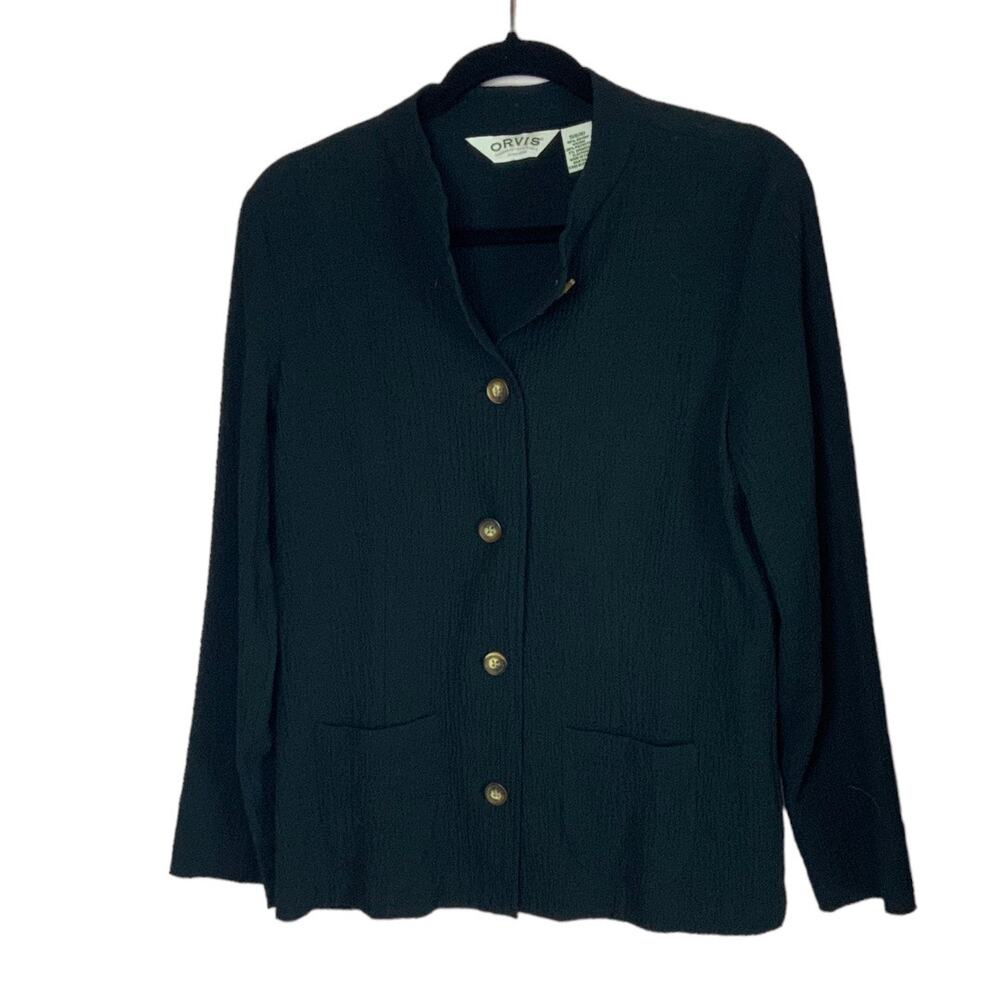 Orvis Black Crepe 2 Piece Long Sleeve Jacket and Pants Travel set Size Small - Picture 9 of 11
